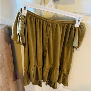 Army green off the shoulder top- worn once